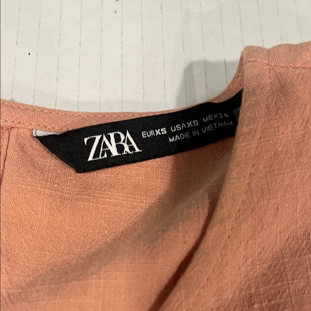 Zara Peach Ruffled Blouse - Picture 6 of 9